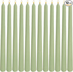 12-Pack Sage Green Taper Candles, 10 Inch Unscented Dripless Candlesticks, Long-Lasting Burn Time of 7-8 Hours, Perfect for Home Décor, Spring and St. Patrick's Day