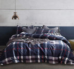 Luxlovery Navy Plaid Comforter Set Queen Navy Blue Buffalo Bedding Set Full Grid Checkered Blanket Quilts Soft Breathable Tartan Dark Blue Comforter Set with 2 Pillowcases