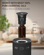 Waterless Essential Oil Diffuser,Portable Car Diffuser Rechargeable-Cordless Scent Air Machine with Fabric Design,Adjustable Mist & Ambient Light for Home, Office,Travel(Black)