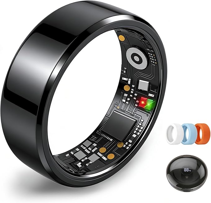 Smart Ring for Women Men,Fitness Tracker Ring,Heart Rate,Blood Oxygen,Step Tracker,Sleep Tracker,Meditation Assistance,No Subscription Fee,IP68 Waterproof Smart Ring for iphone&Android(Black 13)