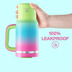 ENCOOL 32 oz Tumbler with Handle and Straw: Stainless Steel Insulated Tumbler Keeps Cold for 24 Hours, Leakproof Travel Cup Fits in Cup Holder and BPA-Free, Lime Sorbet