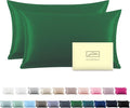 Silk Pillow Cases 2 Pack,Soft Breathable and Sliky Standard Size Pillow Cases Set of 2,Natural Mulberry Silk Pillowcase Set of 2 for Hair and Skin with Hidden Zipper (Olive Green,20"X 26",2pcs)