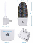 Night Light Plug into Wall, Floral Flowers Line Art Vintage Baroque National Purple Peach Green Brown Blue Popsicle Shape Night Light LED Nightlight with Light Sensors for Kids Bedroom Hallway