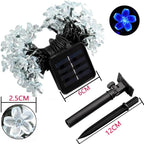 SEMILITS Outdoor Solar String Lights 50LED Flower Shaped Solar Fairy Lights for Christmas Garden Decoration Blue