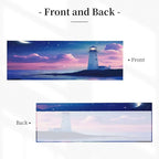 Moonlit Lighthouse Under Starry Night Sky Curtain Valance Peach Skin Velvet Printed Window Valance with Rod Pocket Light Filtering for Kitchen Bathroom 54x18in