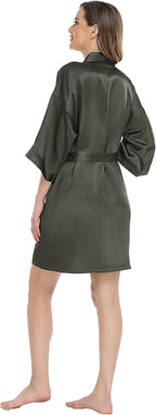 Robe for Women Silky Lightweight Satin Kimono Bride Bridesmaids Wedding Party Robes Dressing Gown Summer Loungewear