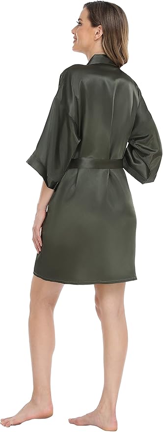 Robe for Women Silky Lightweight Satin Kimono Bride Bridesmaids Wedding Party Robes Dressing Gown Summer Loungewear
