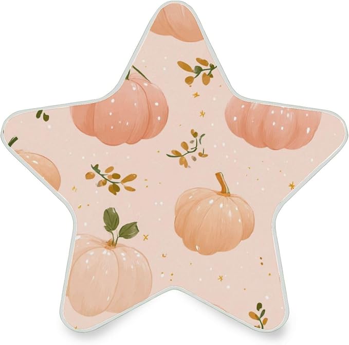 susiyo Plug in Night Light Autumn Pattern Peach Color Pumpkins Cute Star Shape Nightlight for Bedroom Hallway Stairs