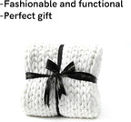 YnM Knitted Weighted Blanket, Hand Made Chunky Knit Weighted Throw Blanket for Sleep or Home Décor, Rest and Relax in Style Handmade Weighted Blankets (White, 80''x87'' 25lbs)