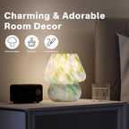 Dawnwake Mushroom Lamp Table Lamp for Bedroom,Small Desk Bedside Lamps for Living Room,Mushroom Decor Cute Mini Modern Mid Century Lamps for Night Stands,Aesthetic Home Living Room Decor(Green)