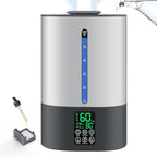 6L Humidifiers for Bedroom Large Room Home, Cool and Warm Humidifiers for Baby and Plants Mist Top Fill Desk Humidifiers Essential Oil Diffuser, Quiet with Adjustable Mist,360°Nozzle-Grey