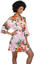 MissNina Women's Floral Satin Kimono Robes Short Silky Bridesmaid Robes Sleepwear