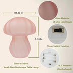 Mushroom Table Lamps Night Lights Cute Glass Nightstand Bedside Desk Lamps for Bedroom Living Study(Bulb Included) - Pink Stripes