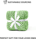 YnM Chunky Throw Blanket, Medium-Weight, Hand Knitted, Skin Friendly, Ventilated and Breathable, Machine Washable, Home Décor Piece for Couch, Sofa and Bed (Avocado Green, 50x70 Inch)