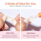 Modelones White Press on Nails, Short Square Fake Nails, Reusable Nail Kit with Nail Glue Adhesive Tabs Mini Nail File, Summer Nails Press Ons 32Pcs 16 Sizes, Women Girl Gift