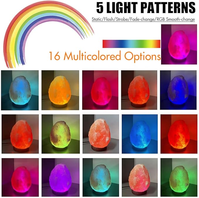 MINGRI Himalayan Salt Lamp Night Light Rock 16 Colors Changing Updated,USB Remote Control Natural Rock Lamp Dimmable Crystal Pink Salt Table Lamps for Office,Home Deco,Yoga,Holiday Gift