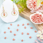 100Pcs 7x9mm Hawaii Flower Beads Carved Coral Beads Summer Pink Jasmine Artificial Floral Synthetic Coral Small Smooth Loose Spacers Findings for Jewelry Making Bracelets Necklaces DIY Crafts
