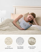 Mr. Sandman Weighted Blanket for Adults Queen Size 20 lbs, Soft Cooling Heavy Minky Blanket for Sleep, Washable Throw Blanket with Glass Beads, 60 x 80 Inches, Ivory