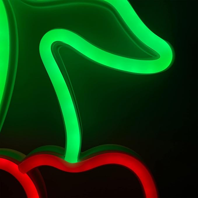 ENUOLI Cherry Light Neon Signs,Fruit Decorative Art Cherry Neon Lights for Wall Decor LED Signs for Bedroom,USB or Battery LED Light Up Signs for Christmas,Birthday,Wedding Party,Kids Room,Home Decor(Cherry)