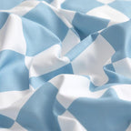 CLOTHKNOW Blue White Plaid Full Size Comforter Set 3Pcs Grid Bedding Comforter Sets Season Soft Checker Comforter with 2 x Pillow Cases