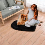 Fluffy Faux Fur Heart Shaped Area Rug Soft Fuzzy Carpet Home Decoration Wedding Party for Bedroom Living Room Bedside 50x70cm Black