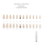 Hypnaughty 24 Pcs Jewels Rhinestone and Ombre Glitter Nude Luxury Coffin Bling Press on Nails with Design and Glue Medium Long Nude False Nails with Gems (Jewels)