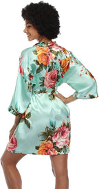 MissNina Women's Floral Satin Kimono Robes Short Silky Bridesmaid Robes Sleepwear