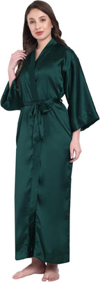 Silk Robes for Women Ankle Length Satin Kimono Robes with Belt Bridemaids Sleepwear Bachelorette Nightgown