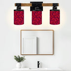 Vanity Lights for Bathroom Wall Lights for Bedroom Living Room Vibrant Red Peony Floral Deep Magenta Modern Bathroom Light Fixtures Wall Sconces 3 Light Home Decor