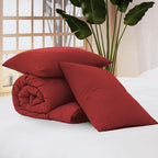 WRENSONGE Full Size Comforter Sets - 3 Pieces Bright Red Comforter Prewashed Soft Lightweight for All Seasons, Fluffy Down Alternative Comforter Full Size with 2 Pillow Shams