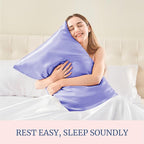 BEDELITE Satin Pillowcase for Hair and Skin, Super Soft and Cooling Similar to Silk Pillow Cases 2 Pack with Envelope Closure, Gift for Women Men(20"x36" King Size, Lilac)