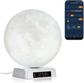 Sunrise Alarm Clock Wake Up Light - 3 Color LED Lamp with Sound & Light Awakening, Bioclock Adjustment & APP Control, Moon-Shaped Linen Lamp Shade for Bedroom Bedside