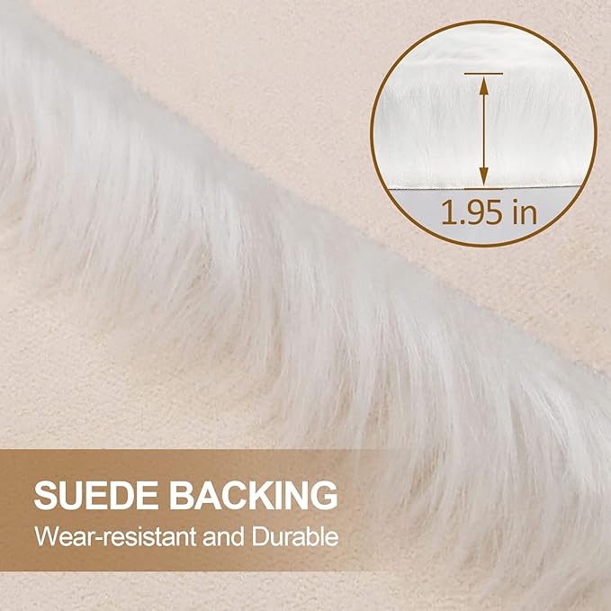 White Faux Fur Rug 3x5 Faux Sheepskin Rugs for Living Room Fluffy Washable Area Rugs for Bedroom Nursery Room Luxury Room Decor Furry Fuzzy Rug Rectangle Carpet
