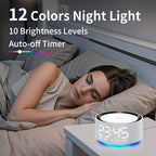Alarm Clock Sound Machine White Brown Noise Machine with 30 Sleeping Sounds for Baby Kids Adults Night Light Bedroom 2 Alarms Backup Battery 32-Level Vol 15 Wake up Sounds for Mild Heavy Sleeper