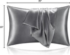 BEDELITE Satin Pillowcase for Hair and Skin, Super Soft and Cooling Similar to Silk Pillow Cases 2 Pack with Envelope Closure, Gift for Women Men(20"x30" Queen Size, Dark Grey)