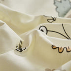 CLOTHKNOW Yellow Animal Comforter Sets Full Size Kids Bedding Comforter Sets Cartoon Fox Theme Woodland Forest Bedding with 2 x Pillow Cases