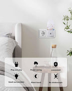 Night Light Plug into Wall, Spring Summer Flowers Floral Butterflies Birds Blue Yellow Peach Light Purple Popsicle Shape Night Light LED Nightlight with Light Sensors for Kids Bedroom Hallway