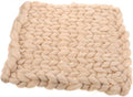 0.35kg Handmade Chunky Knit Throw Blanket Soft Cozy Large Breathable Knit for Sofa Chair Bed Stylish Nordic Design Beige