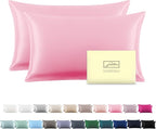 Silk Pillow Cases 2 Pack,Soft Breathable and Sliky Standard Size Pillow Cases Set of 2,Natural Mulberry Silk Pillowcase Set of 2 for Hair and Skin with Hidden Zipper (Pink,20"X 26",2pcs)