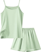 Umeyda Girls & Womens Pajamas Set Sleeveless Camisole Tank Top and Shorts 2 Piece Sleepwear Summer Outfits