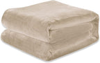 Elegant Comfort Luxury Velvety Feel Blanket, All-Season Lightweight Blanket, Ultra Plush, Soft, Cozy-Fuzzy Flannel Fleece for Couch, Sofa, Bed, Travel, Solid Design, Full/Queen, Cream-Beige