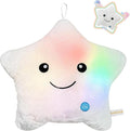 LED Night Light Up Star Pillow for Kids Pillows Stuffed Animals for Girls Boys Children Teens Adults Plushie Birthday Christmas Holiday Valentines Doll Gifts,Glow in The Dark Toys Plush White