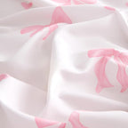 Nayoroom Pink Bow Duvet Cover Queen Size Heart Duvet Cover Coquette Bedding Set 3 Pieces Girls Cute Dorm Bedding Set with Pillowcases Soft Lightweight Microfiber
