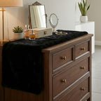 duduta Faux Fur Table Runner, Fluffy Dresser Runner Cover Coffee Table Runner Winter Holiday Decor, Black, 11.8 inch x 47.2 inch