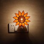 CHEZBABY Stained Glass Night Light Plug into Wall Lamp Decorative Accent Nightlight for Hallway Bedroom Bathroom Kitchen Home Décor(Sunflower)