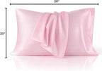 Bedsure Satin Pillowcase 2 Pack Similar to Silk Pillow Cases Standard Size, Pink Pillow Case Covers with Envelope Closure, Home Decor Valentine Gifts for Women Girls,20x26 Inches, 2pcs