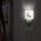 Panda Night Lights Plug Into Wall, Cute Fanciful Moon Flowers Spring Pastel Peach Smart Outlet Plug in Led Night Light Lamp for Guest Room Basement Office Decor 1pcs