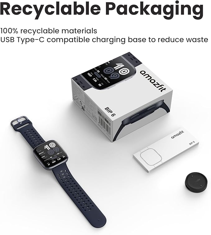 Amazfit Bip 6 Smart Watch 46mm, 14 Day Battery, 1.97" AMOLED Display, GPS & Free Maps, AI, Bluetooth Call & Text, Health, Fitness & Sleep Tracker, 140+ Workout Modes, 5 ATM Water-Resistance, Stone