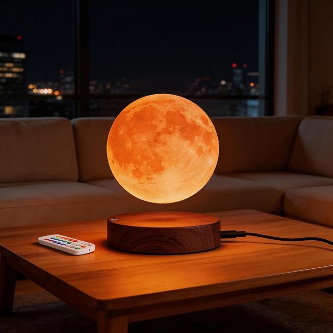 VGAzer Levitating Moon Lamp, Floating and Spinning 3D Moon Light 16 Colors Model ,Gifts for Women,Thanksgiving Christmas Gifts for Kids,Friends