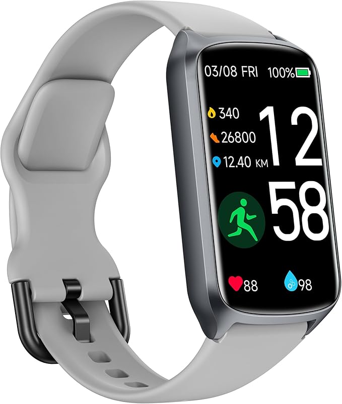 Amzhero Health Fitness Tracker with 24/7 Heart Rate, Blood Oxygen, Blood Pressure, Sleep Tracker, 5ATM Waterproof Activity Trackers with Step Tracker, Pedometer (S & L Bands Included)